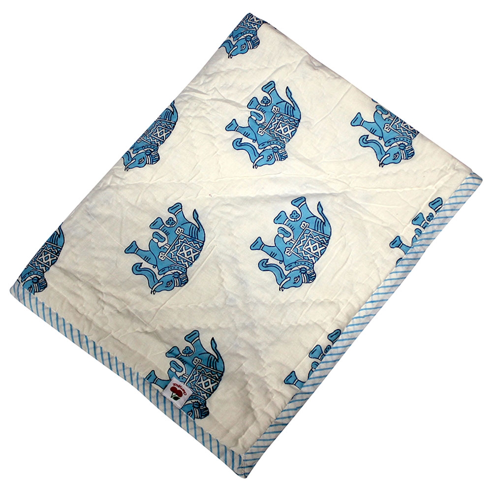 Cherrypick - Natural Cotton Quilt - Elephant & Floral Print