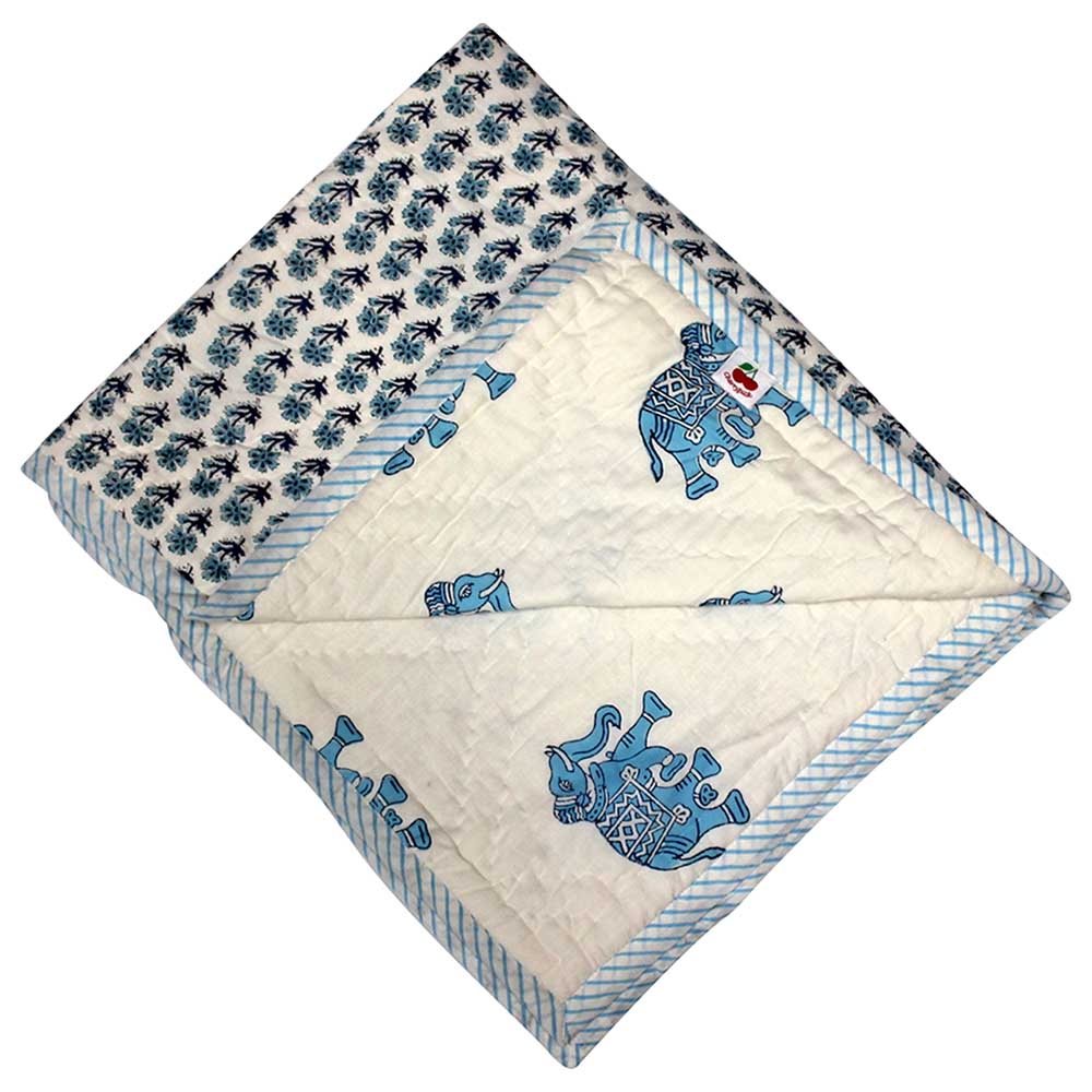 Cherrypick - Natural Cotton Quilt - Elephant & Floral Print