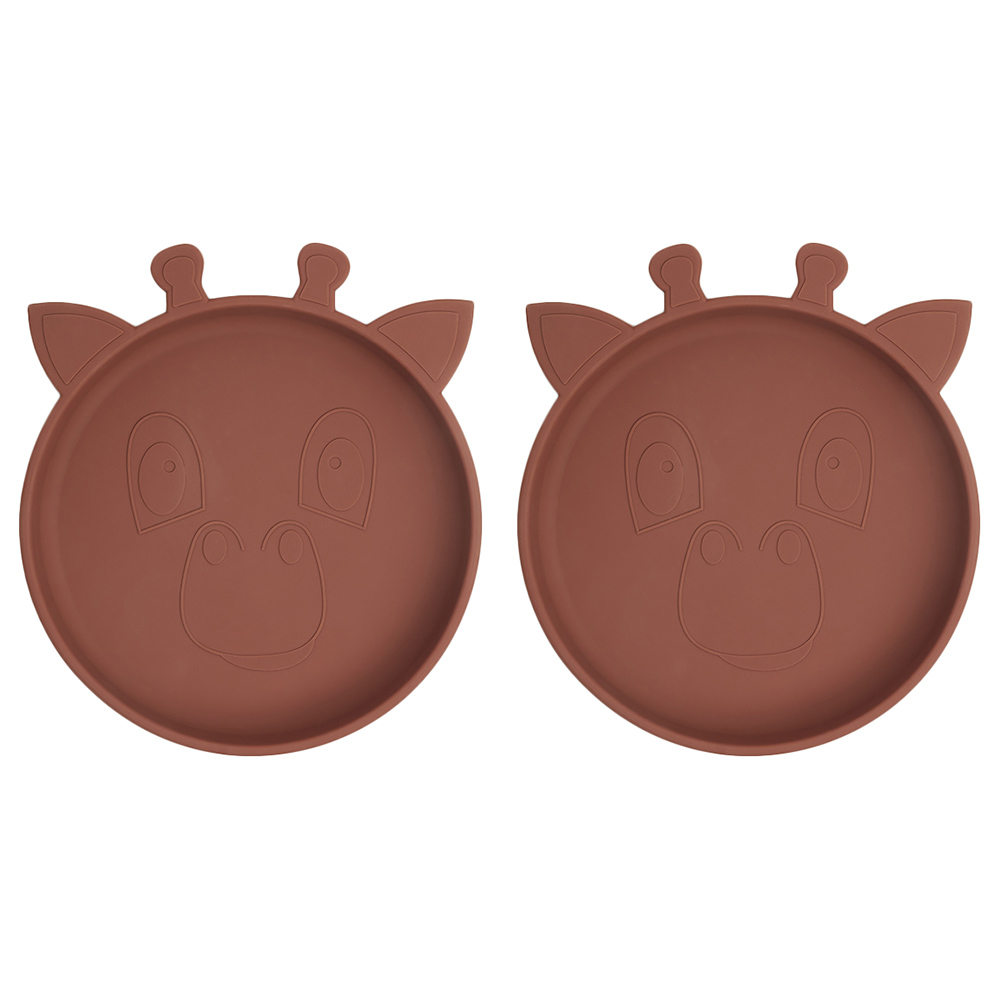 Nuuroo Akila Silicone Giraffe Plate Pack of 2 - Mahogany