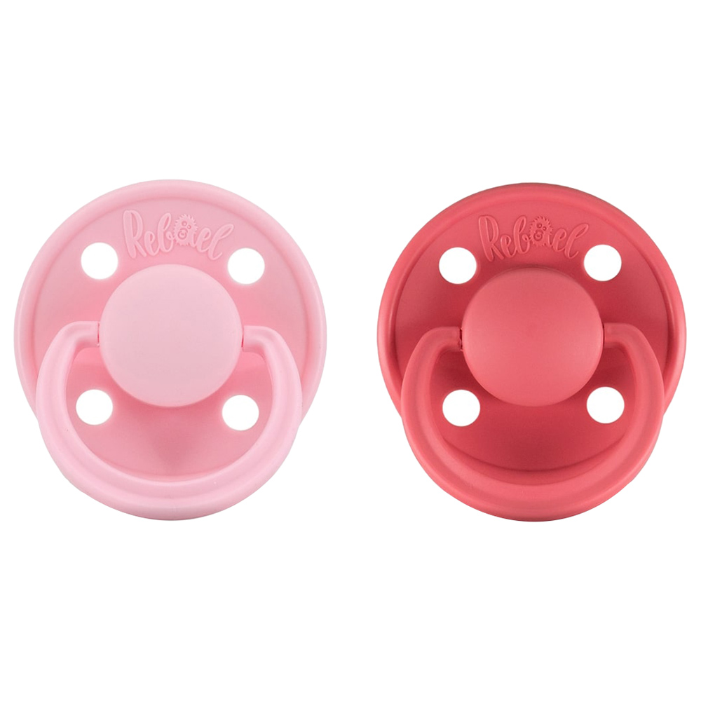 Rebael - Mono Round Pacifier S2 6M+ - Pack of 2 - Sweet Pink/Salmon