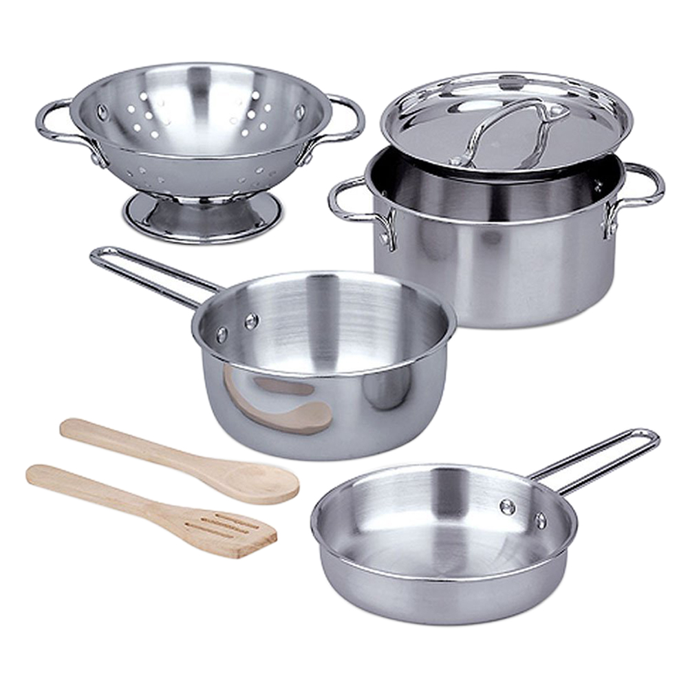 Melissa & Doug Stainless Steel Pots Pans Playset - Silver