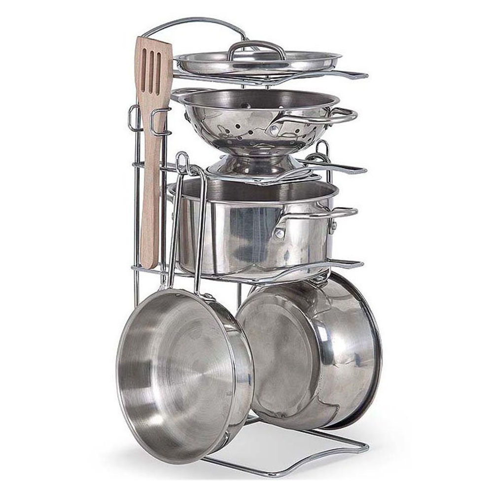 Melissa & Doug Stainless Steel Pots Pans Playset - Silver