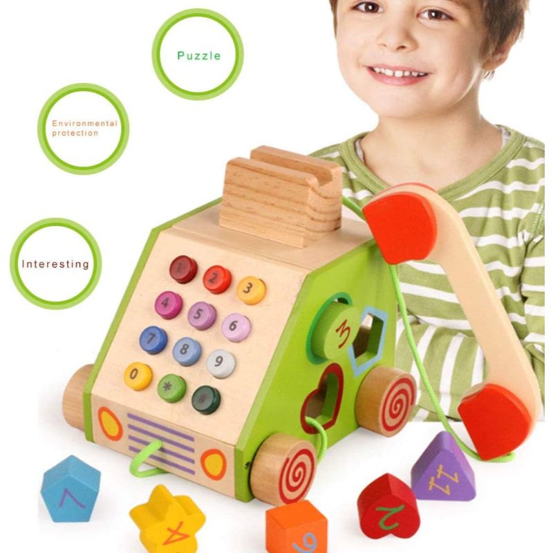 Factory Price - Pull Along Multifunctional Wooden Telephone