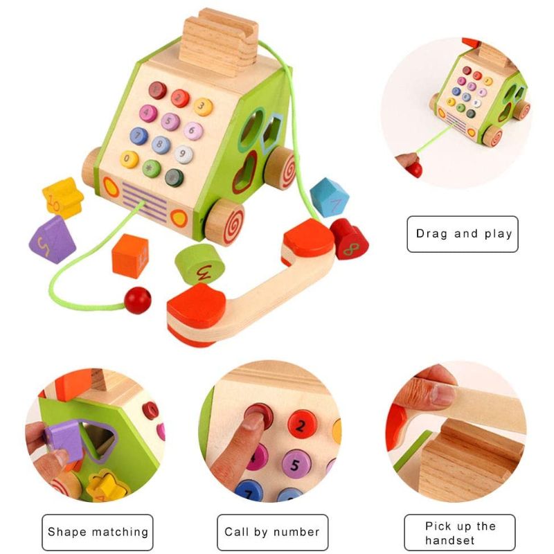 Factory Price - Pull Along Multifunctional Wooden Telephone