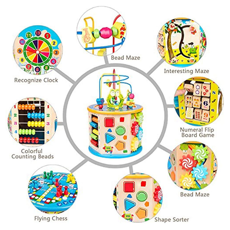 Factory Price - 8-in-1 Multifunction Wooden Activity Cube (Exclusive)