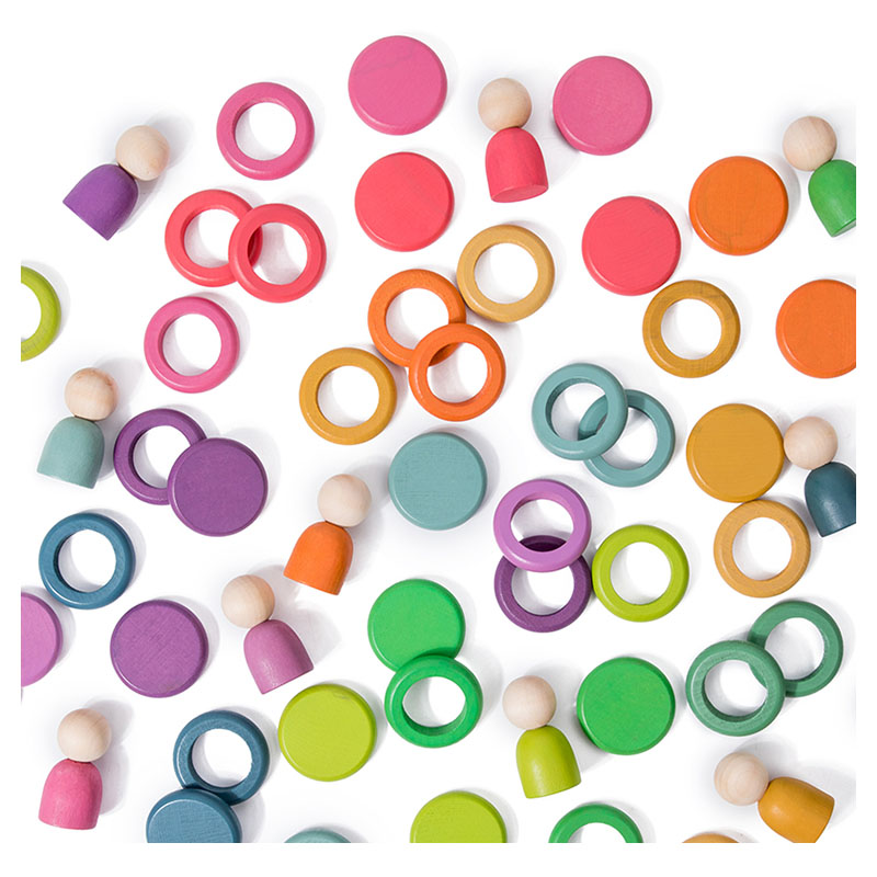 Factory Price - Wooden Rainbow Stacking Sorting Toys with Rack