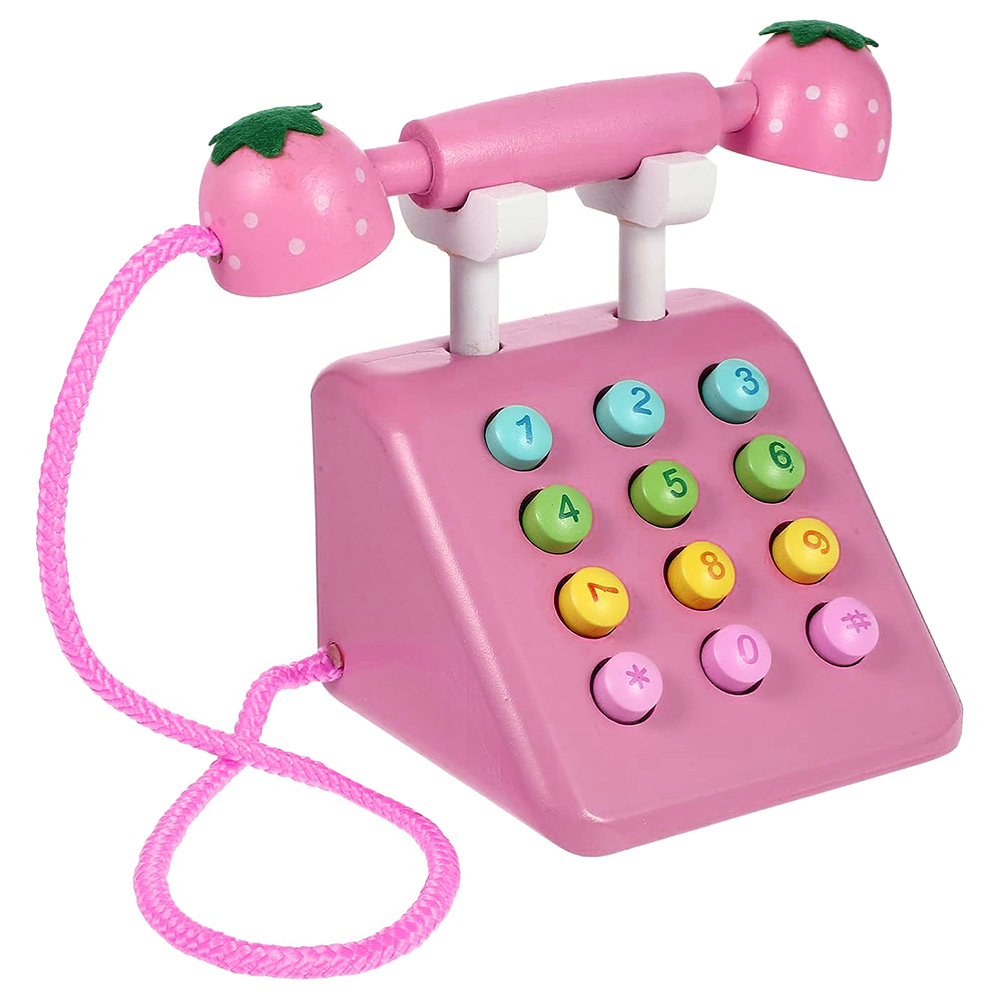 Factory Price - Wooden Pretend Telephone Toy - Pink