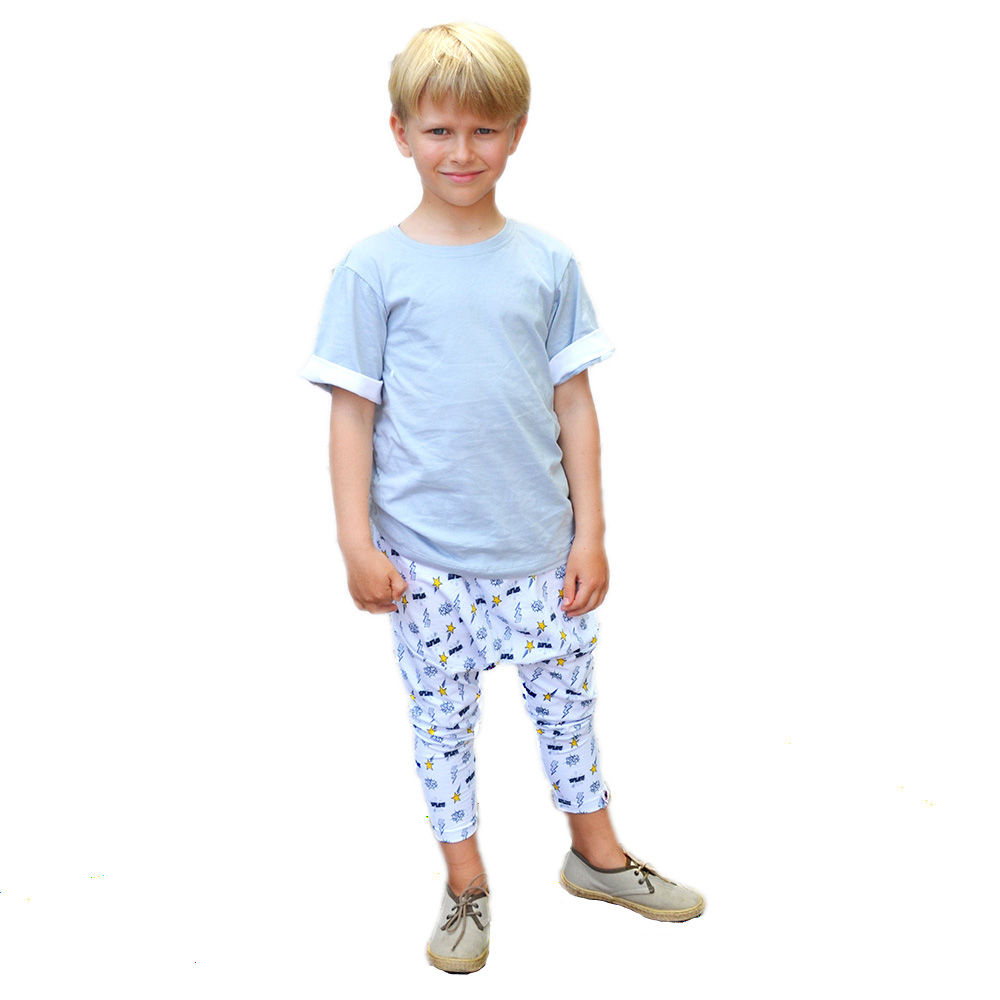 Roses & Rhinos 'Splat Bam' Print Drop Crotch Kids Trousers