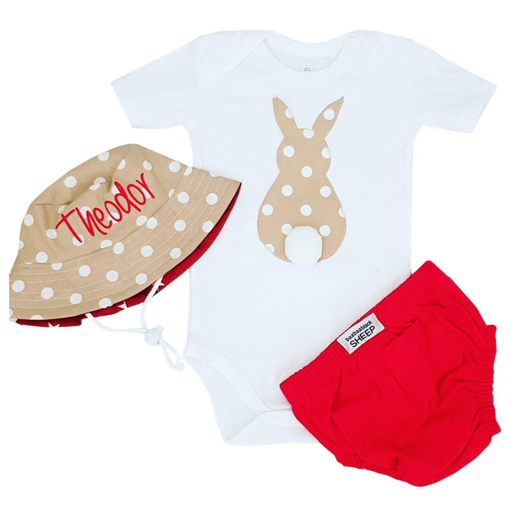 Baa Baa Black Sheep Bunny Tail Bodysuit - Beige
