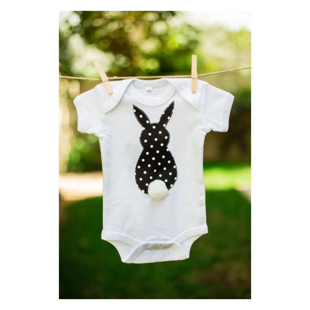 Baa Baa Black Sheep Bunny Tail Bodysuit - Black