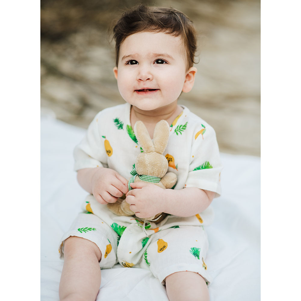 Tickle Tickle 'Poppet Pear' Organic Muslin Baby Romper
