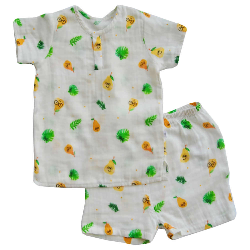 Tickle Tickle Poppet Pear Organic Muslin Shorts and T-Shirt Set