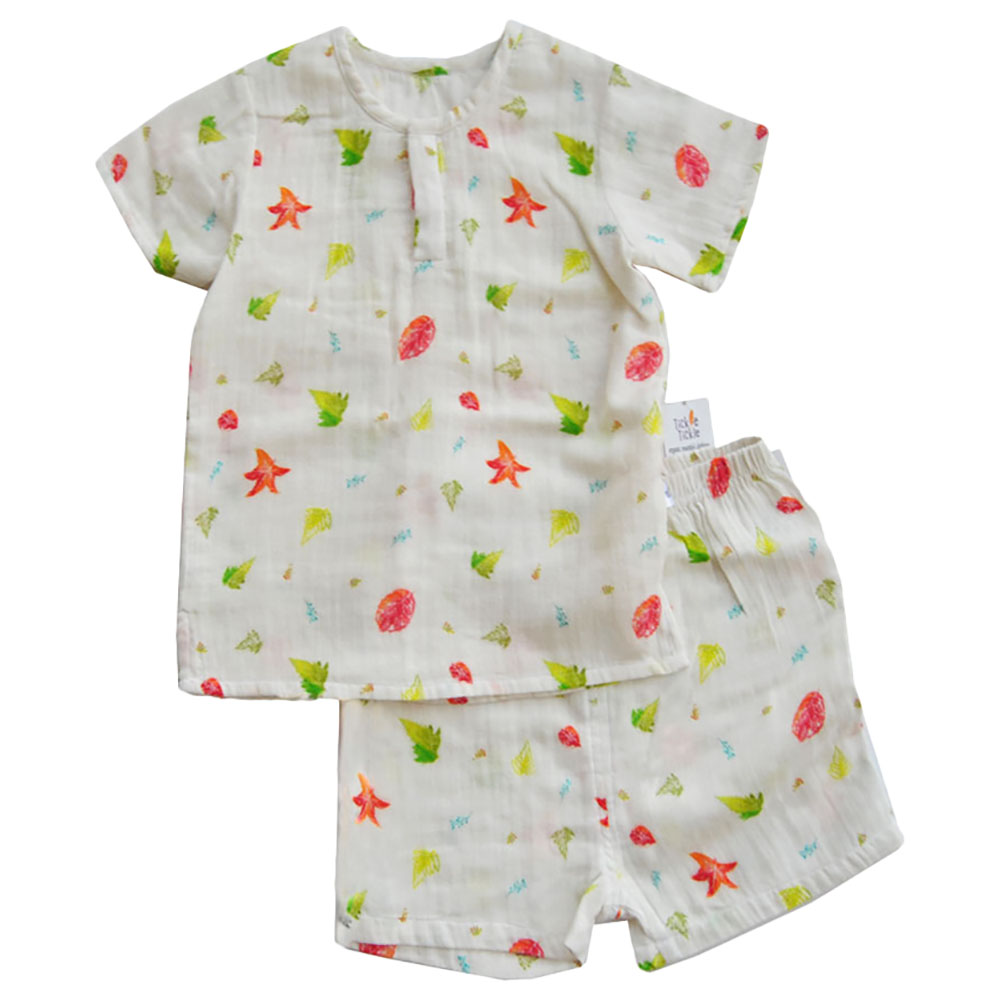 Tickle Tickle Wild Maple Organic Muslin Shorts and T-Shirt Set