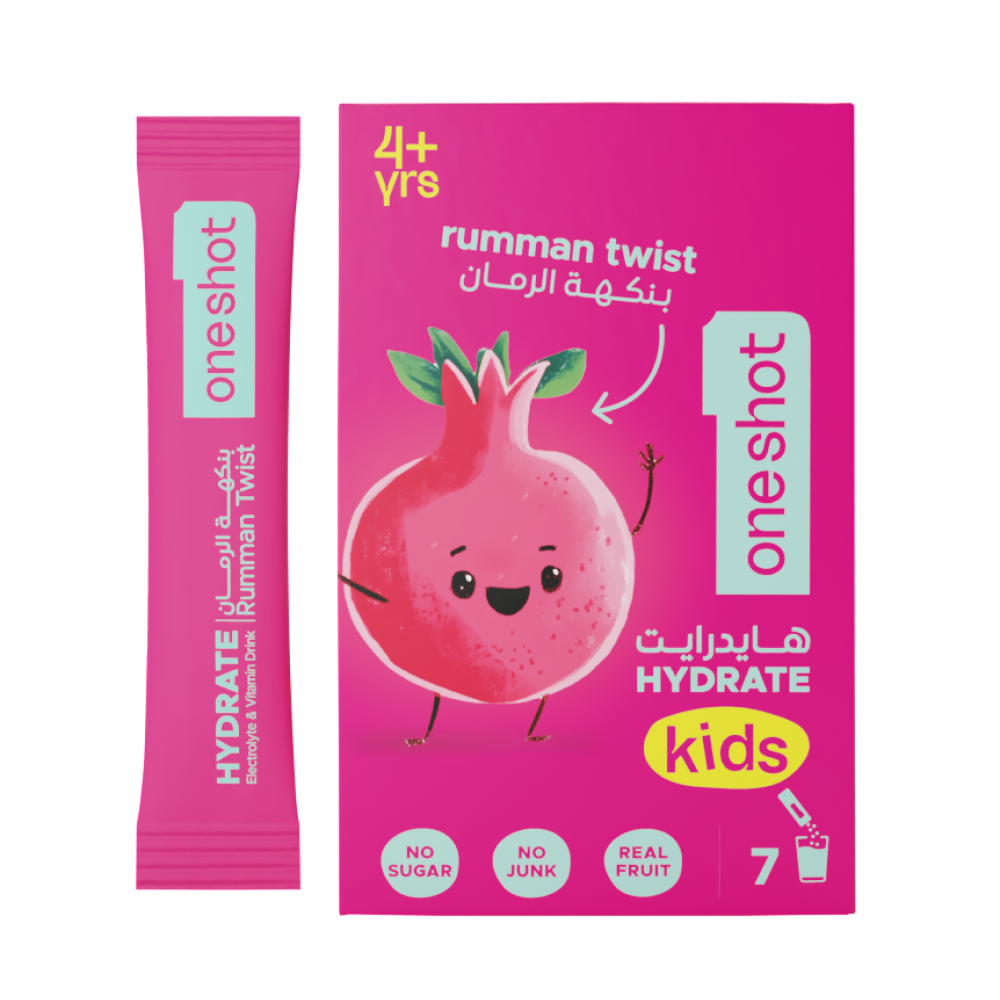 ون شوت-  مشروب مرطب إلكتروليت للأطفال - رمان تويست - 7 قطع