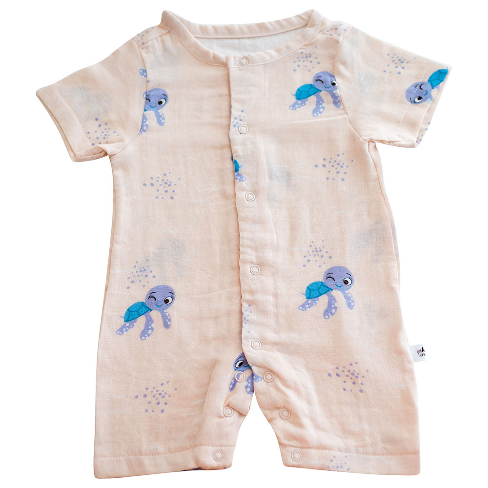 Tickle Tickle 'Toby Turtle' Organic Muslin Baby Romper