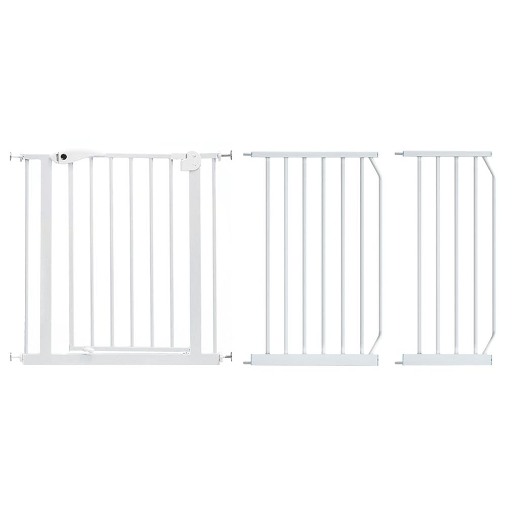 Baby Safe - Metal Safety Gate with 30 cm & 45 cm Extension - White