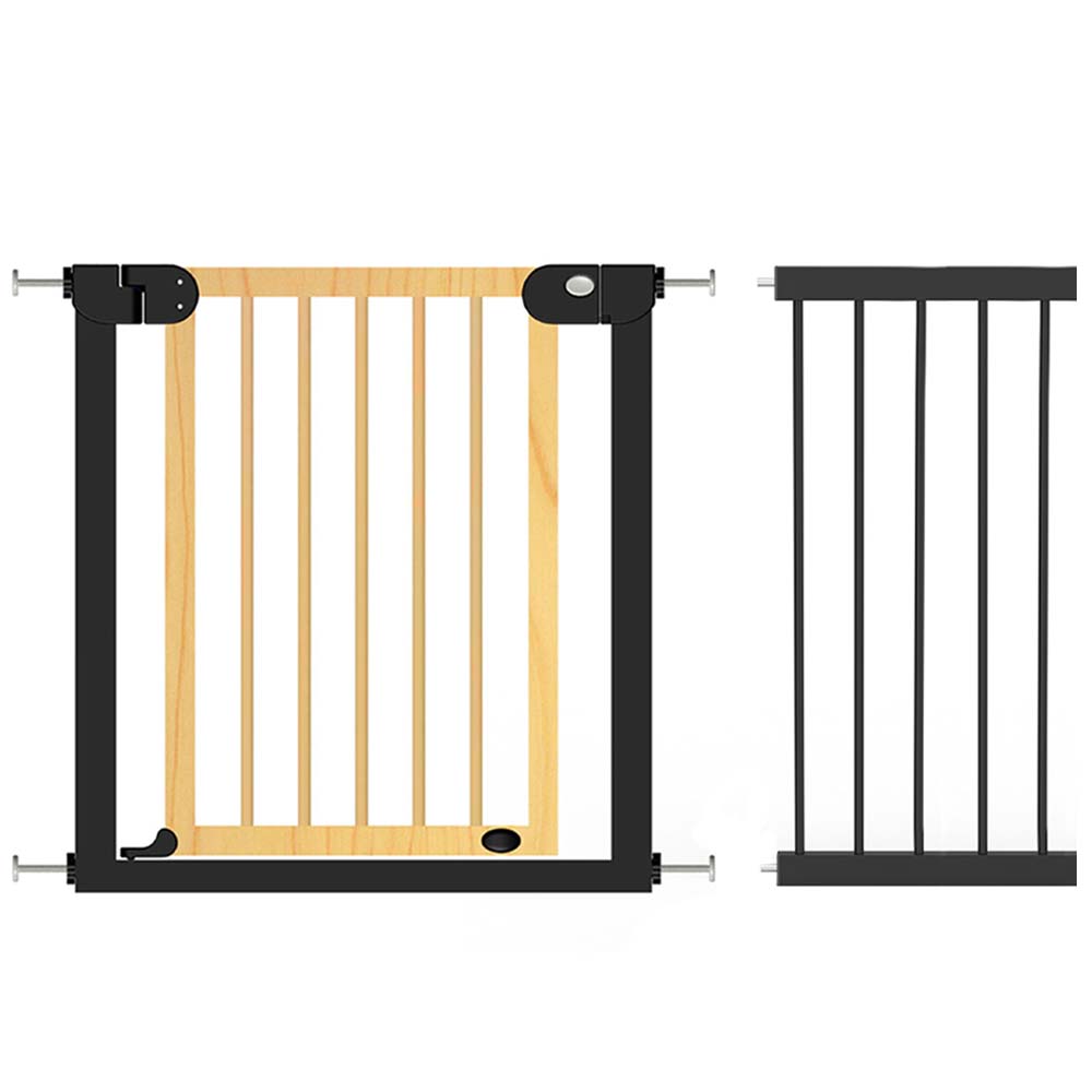Baby Safe - Wooden Safety Gate with 35cm Black Extension - Natural Wood