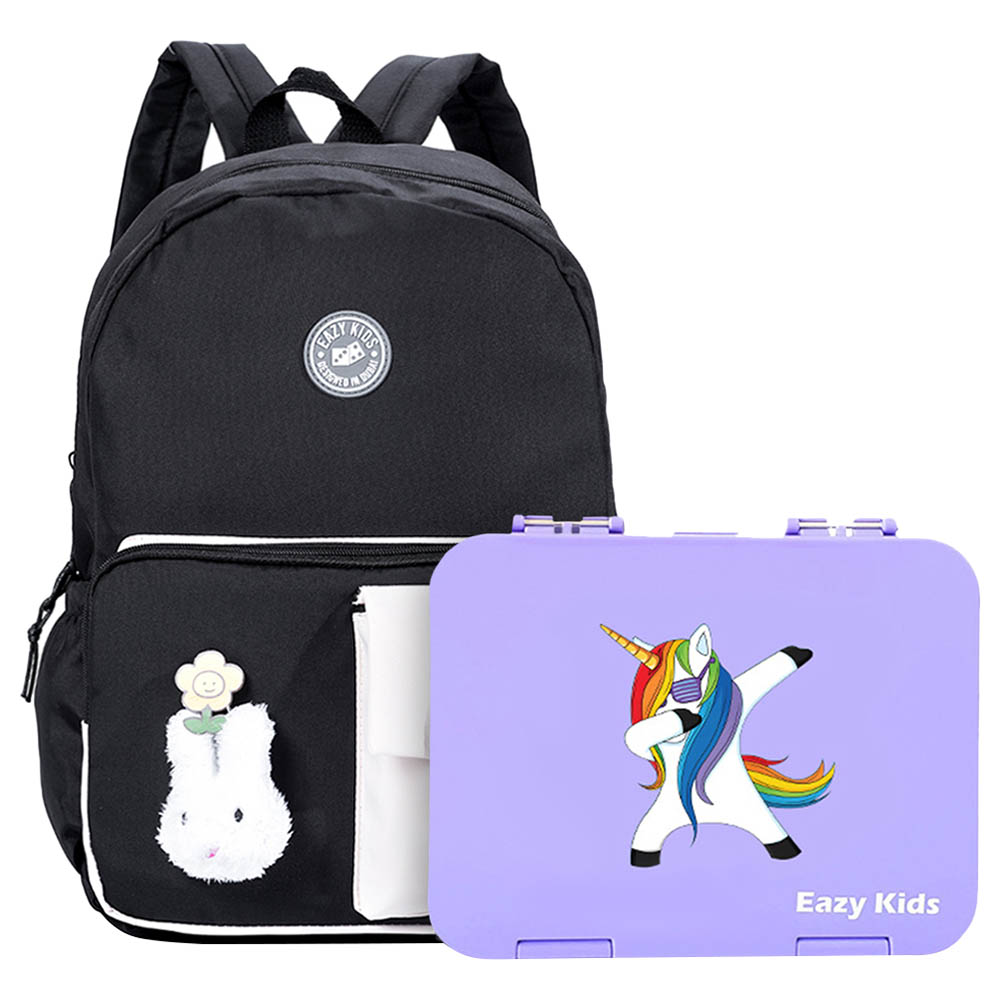 Eazy Kids - Vogue School Bag with Bento Lunch Box - Black