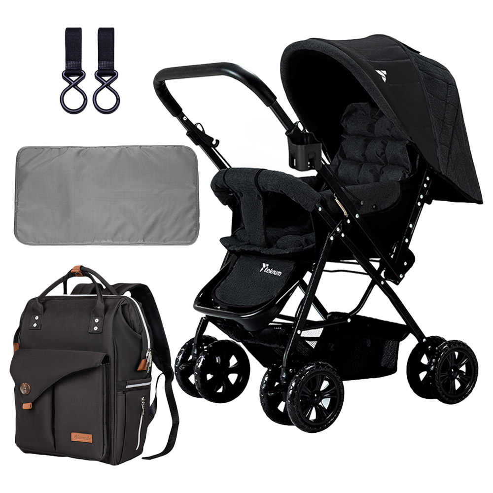Teknum - Look At Me Stroller with Diaper Bag & Accessories - Black