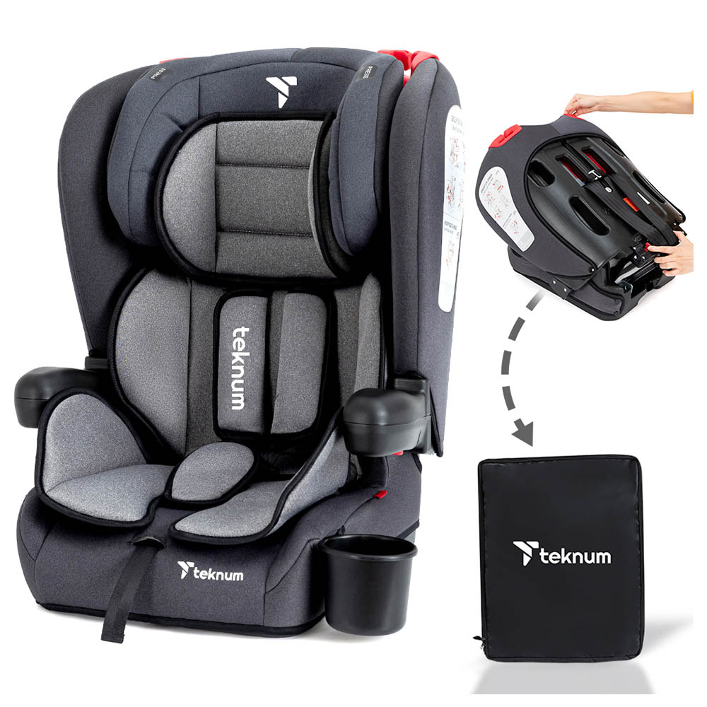 Teknum - Pack & Go Foldable Car Seat With Diaper Bag - Grey