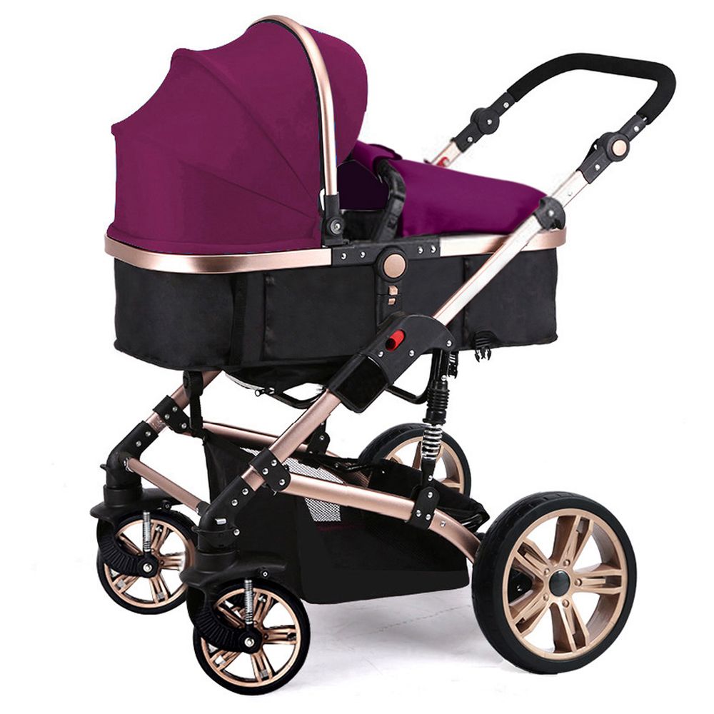 Teknum - 3-in-1 Pram Stroller with Sunveno Diaper Tote Bag - Wine
