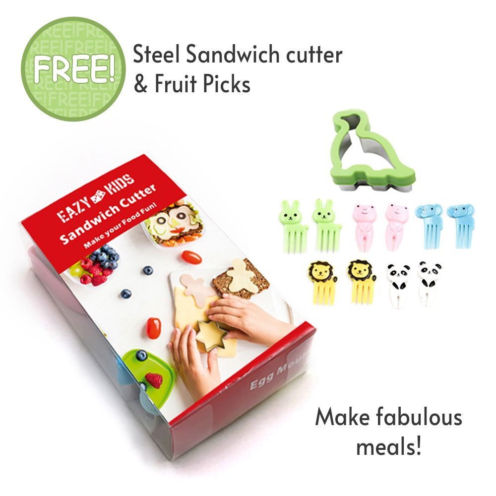 Eazy Kids - 6 Compartment Bento Lunch Box with sandwich cutter- Unicorn Purple
