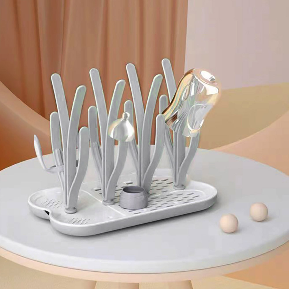 Eazy Kids - 16 Peg Baby Bottle Drying Rack - Grey