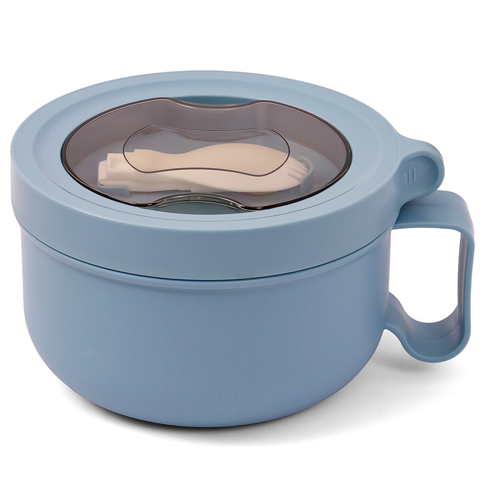 Eazy Kids - Stainless Steel Lunch Box with Folding Spoon 850ml - Blue