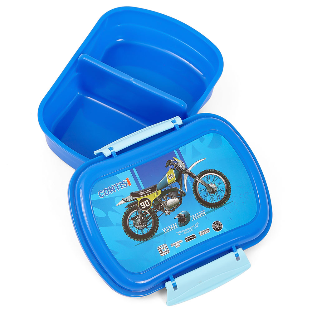 Eazy Kids - Bike Print Lunch Box with Bottle - Blue