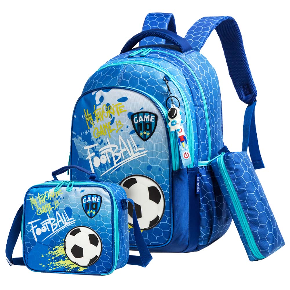 Eazy Kids - Backpack 17-Inch with Lunch Bag & Pencil Case - Football