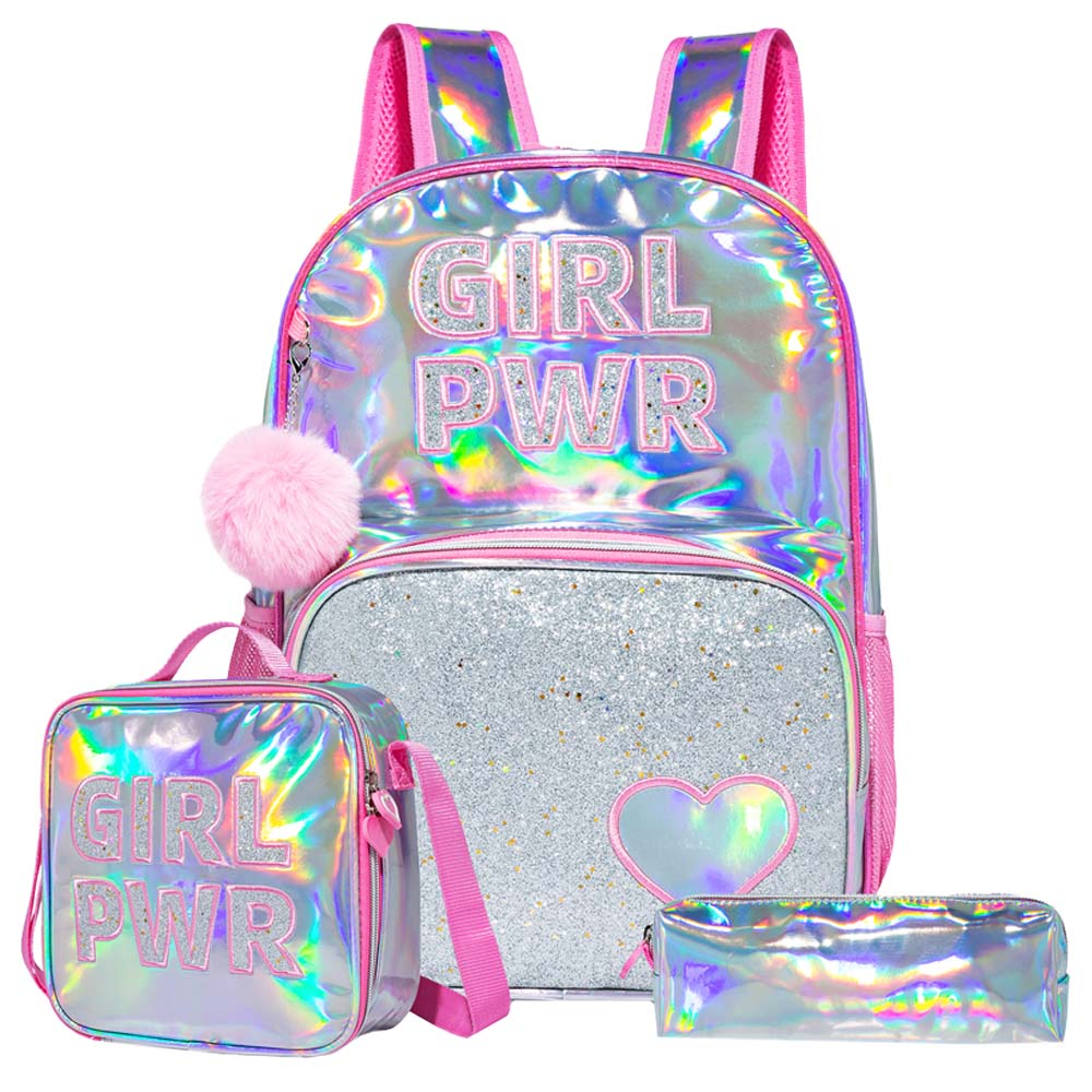 Eazy Kids - Backpack 18-Inch with Lunch Bag & Pencil Case - Pink