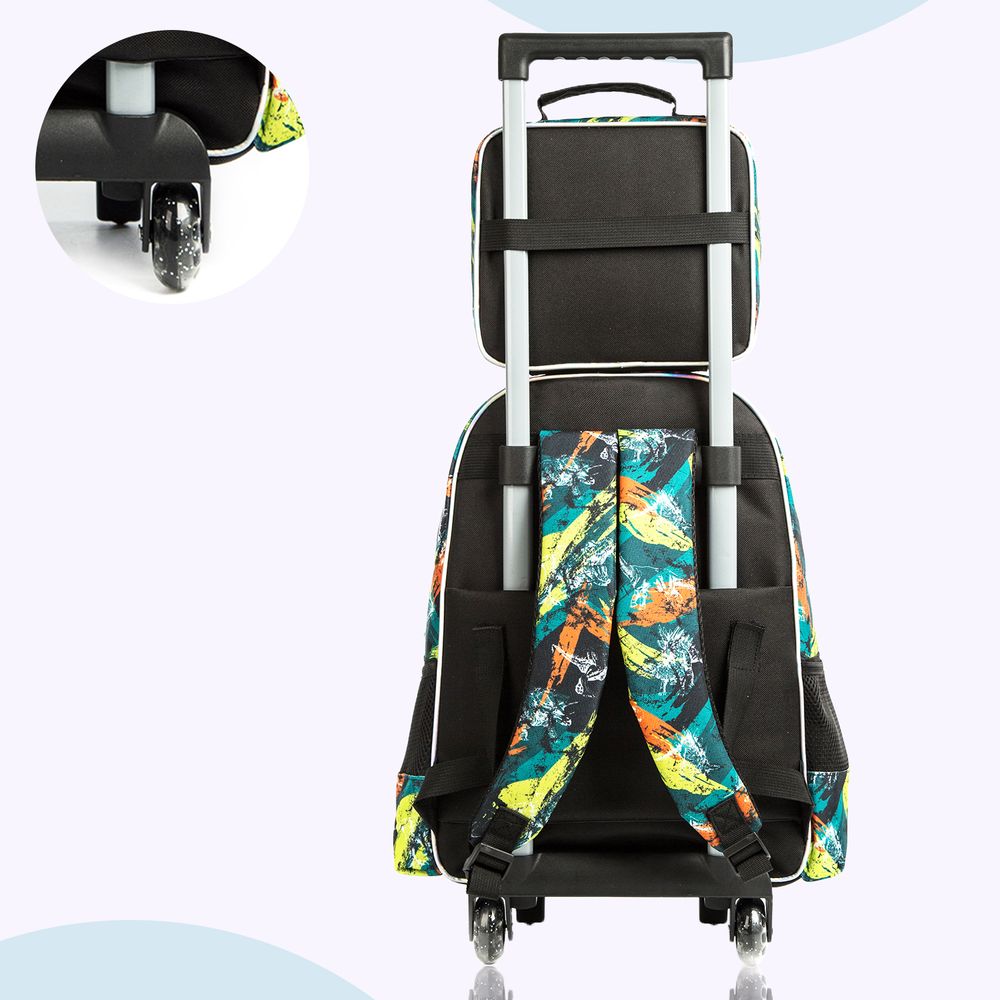 Eazy Kids - Trolley Bag 16-Inch with Lunch Bag & Pencil Case - Dinosaur Green