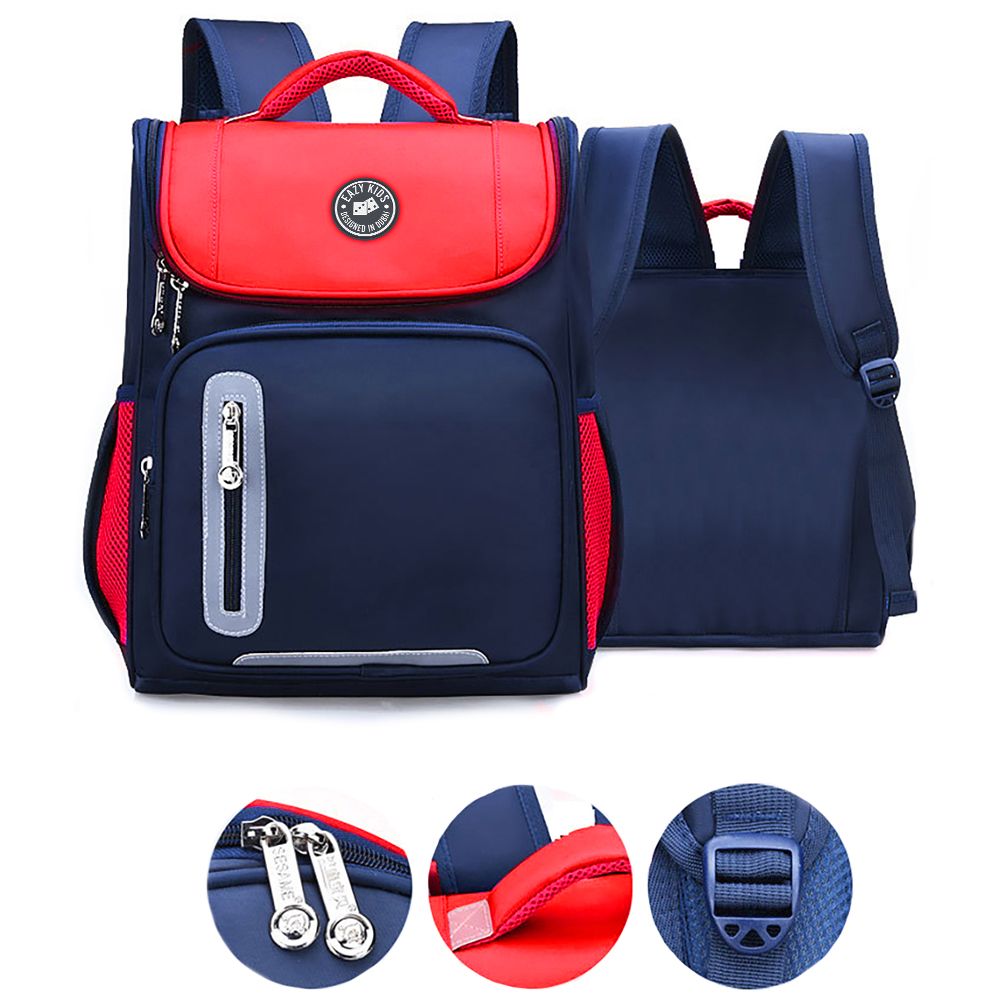 Eazy Kids - Ergonomic School Bag - Red blue - 15-Inch/38.5cm