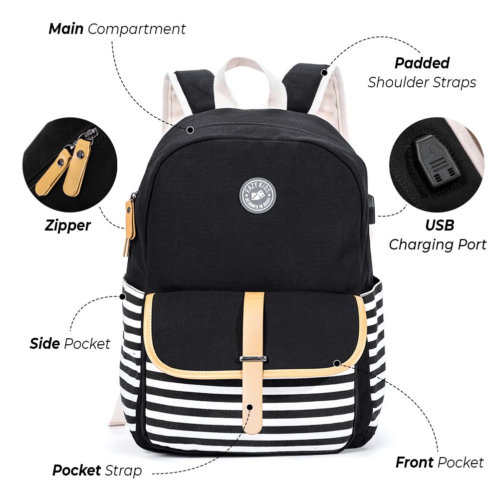Eazy Kids - Classic School Bag - Black