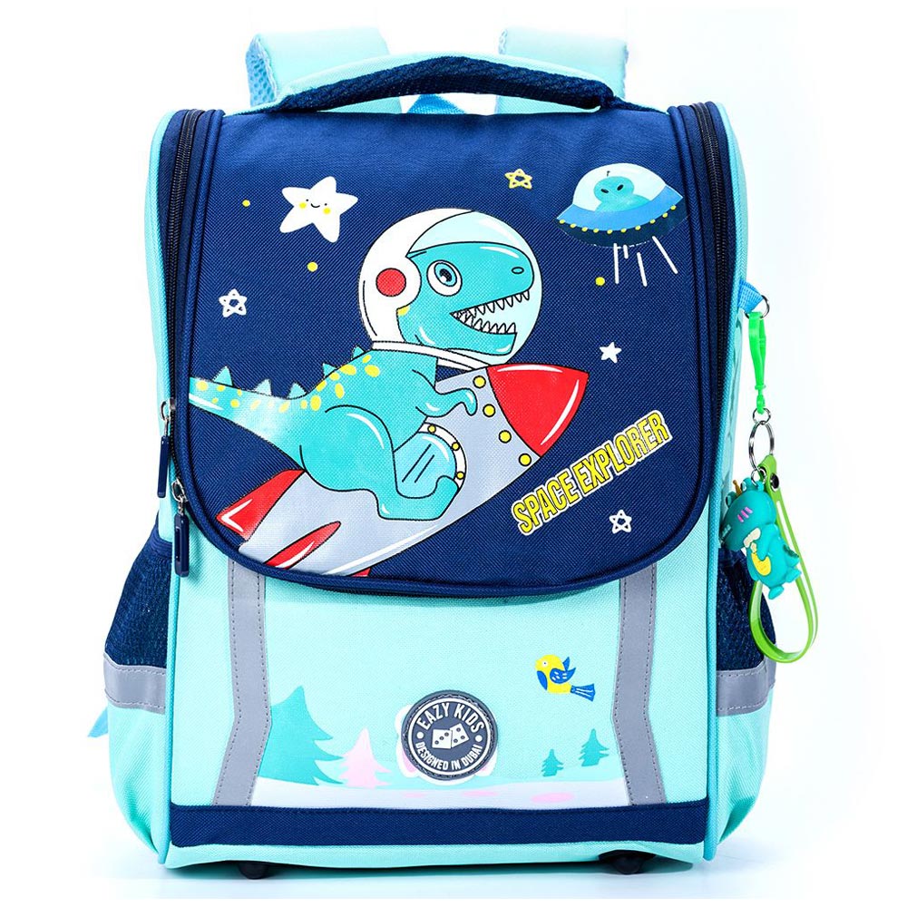 Eazy Kids School Bag Dino In Space Green - 14.6-Inch/37.5cm