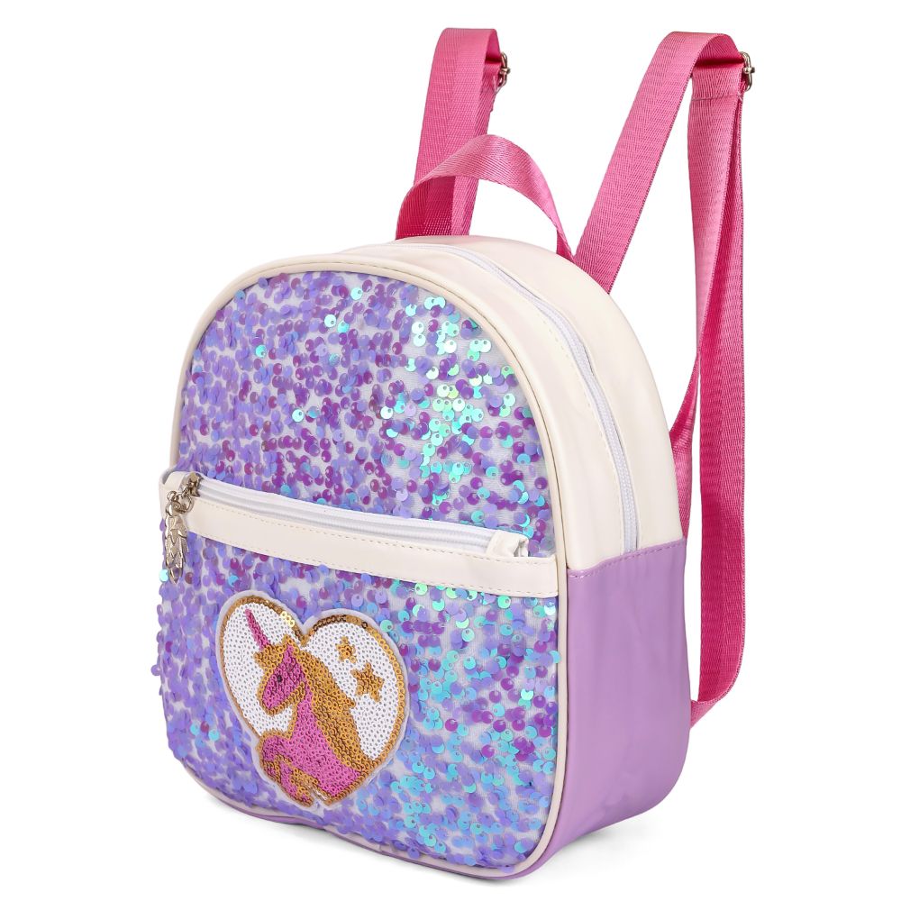 Eazy Kids - Sequin School Backpack - Horse Purple - 9-Inch/23cm