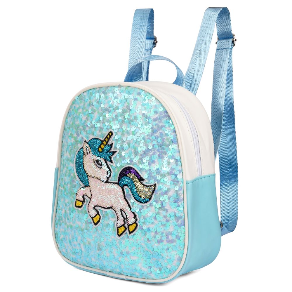 Eazy Kids - Sequin School Backpack - Unicorn Green - 9-Inch/23cm