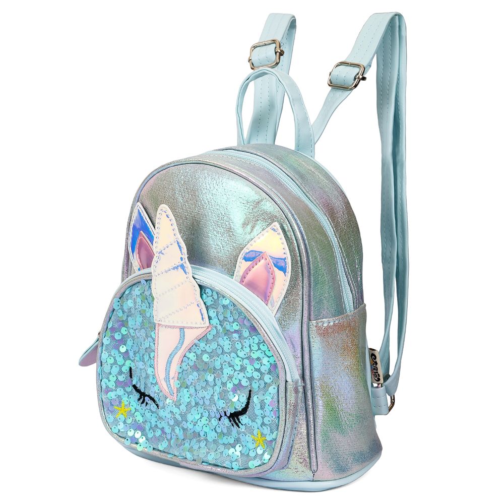 Eazy Kids - Sequin School Backpack - Unicorn Green - 10-Inch/25.5cm