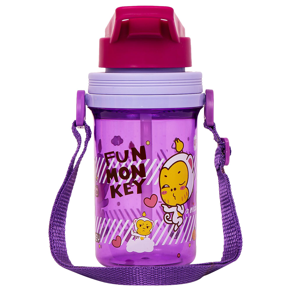 Eazy Kids - Water Bottle with Straw & Strap 500ml - Purple