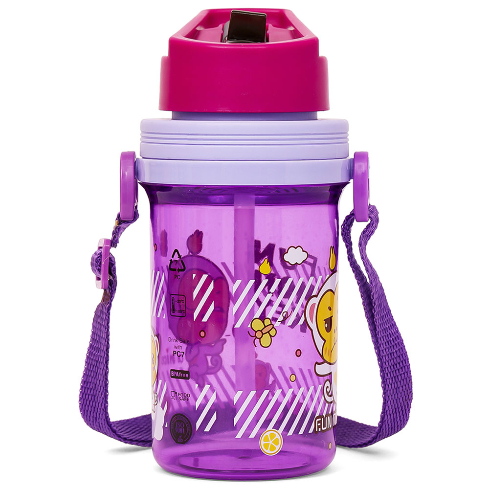 Eazy Kids - Water Bottle with Straw & Strap 500ml - Purple