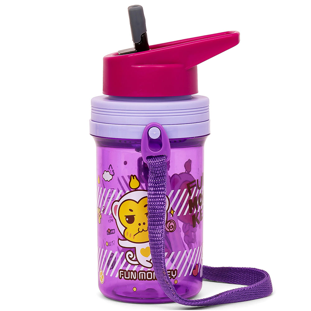 Eazy Kids - Water Bottle with Straw & Strap 500ml - Purple
