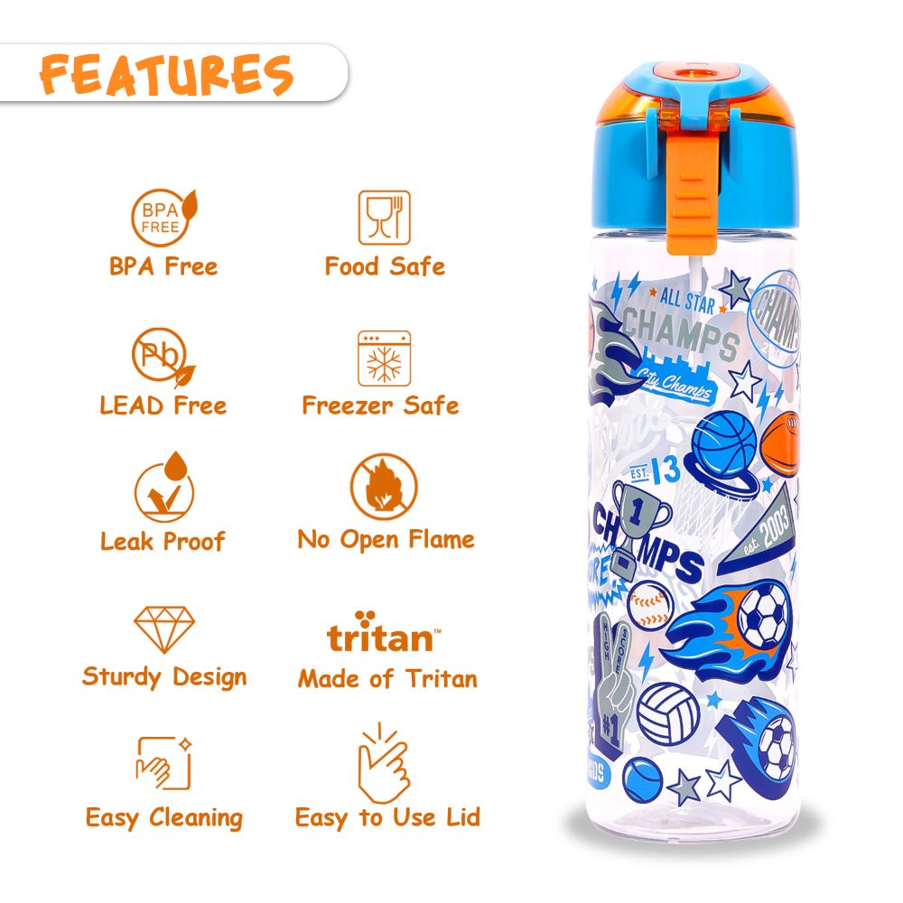 Eazy Kids - Soccer Tritan Water Bottle with Spray 750ml - Blue