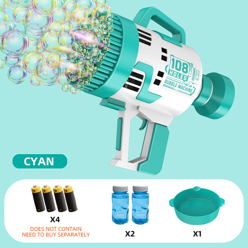 Little Story - 108 Holes Bubble Machine Gun Battery Operated - Cyan