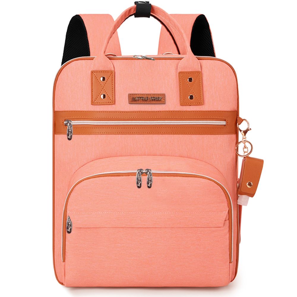 Little Story - 2-in-1 Diaper Backpack with Keychain & Hooks - Pink