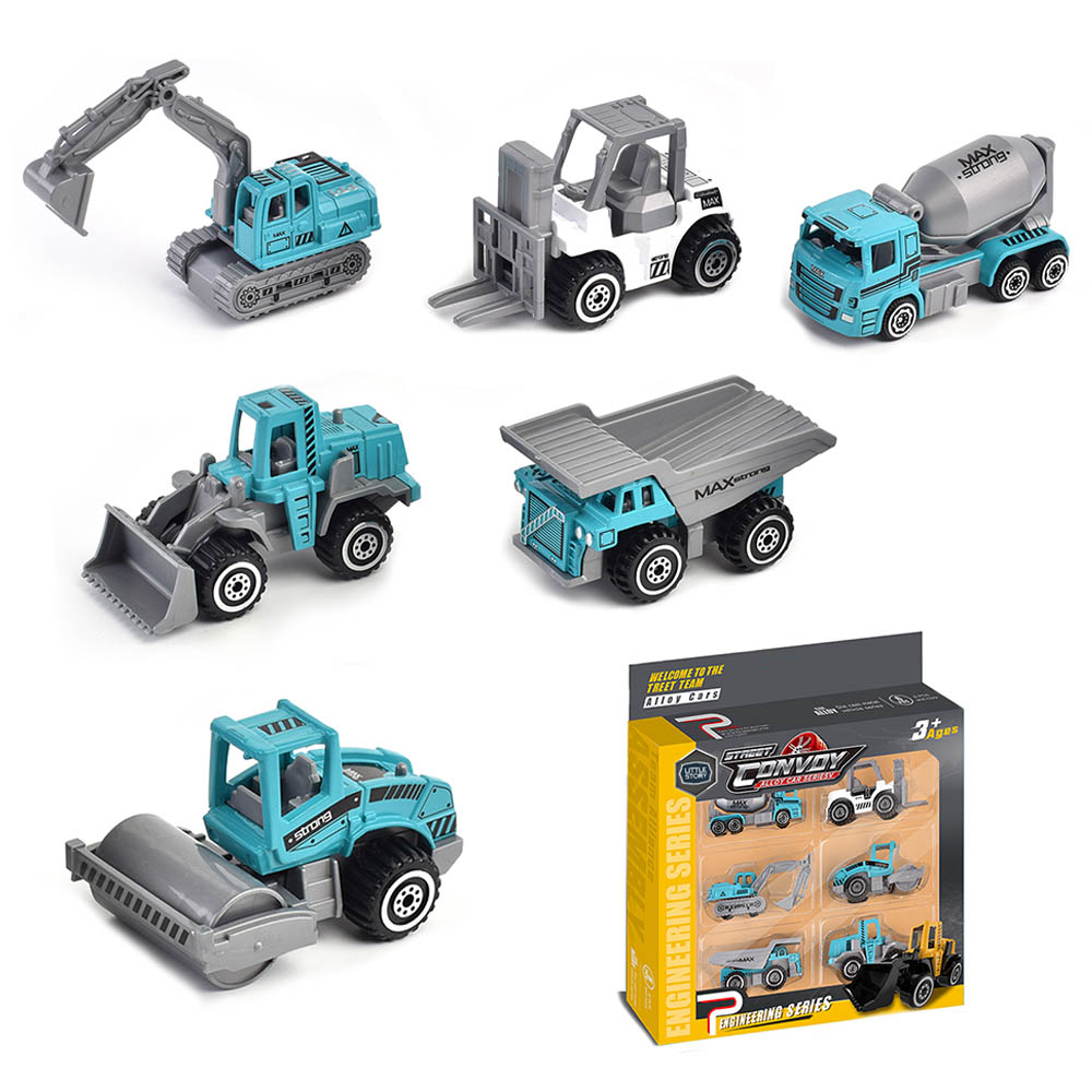 Little Story - Alloy Sliding Engineering Toy Truck - 6 Pcs