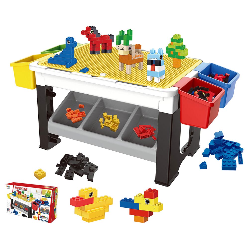 Little Story - 3-in-1 Blocks Activity Table with 300 Blocks - Grey