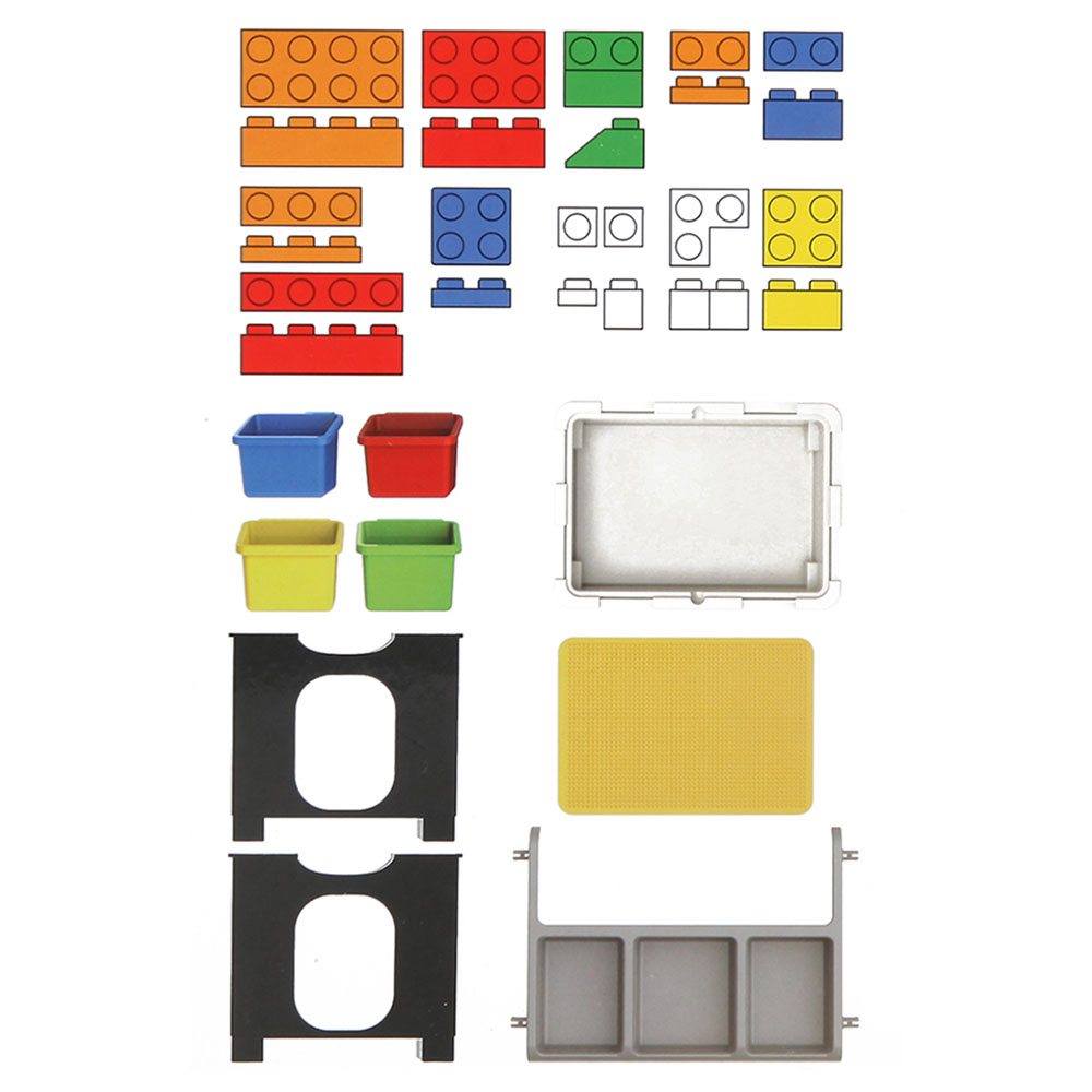 Little Story - 3-in-1 Blocks Activity Table with 300 Blocks - Grey