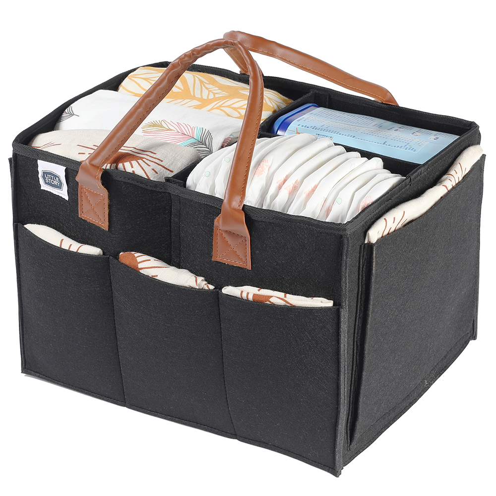 Little Story - Diaper Caddy + Travel Pouch Large - Black