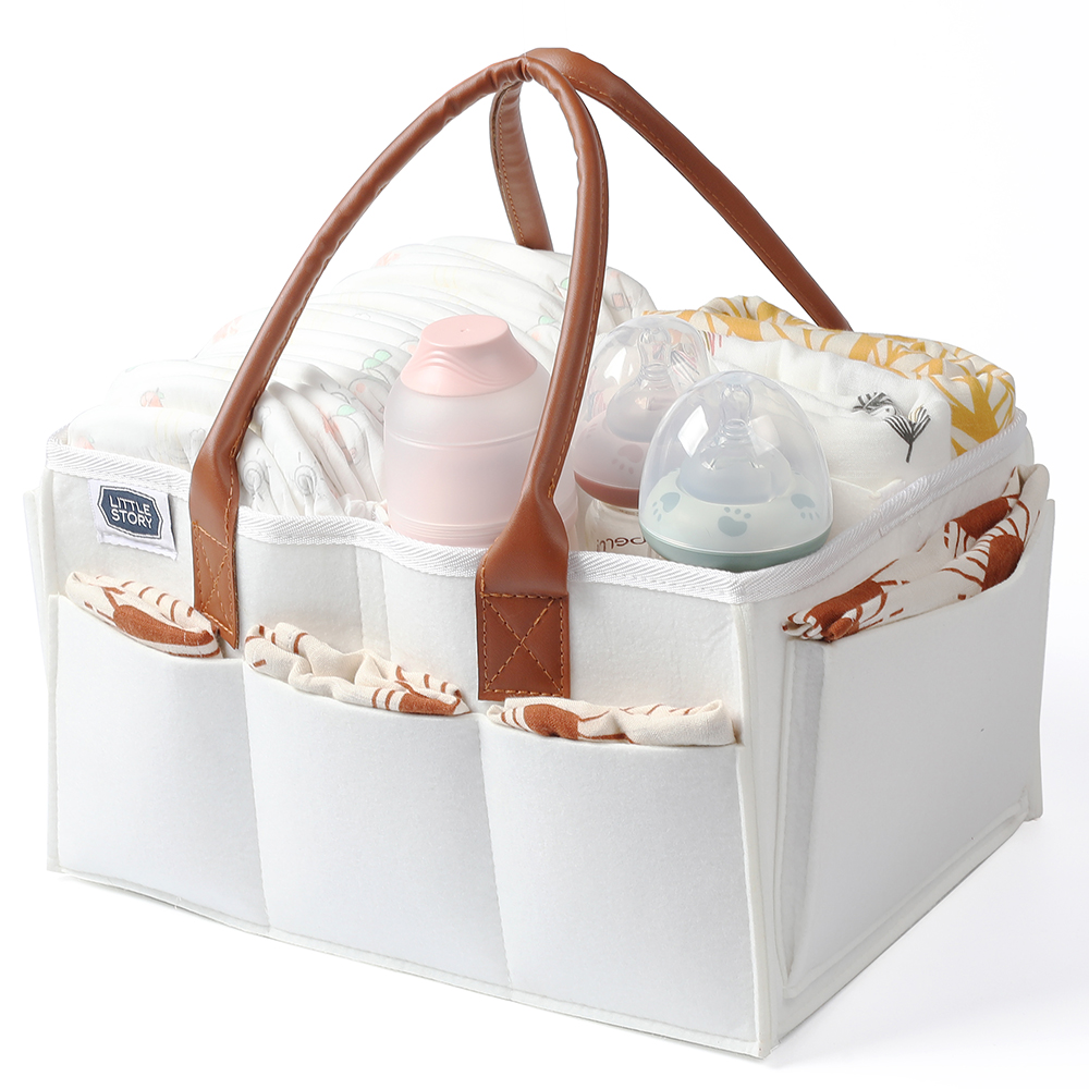 Little Story - Diaper Caddy And Travel Pouch Medium - White