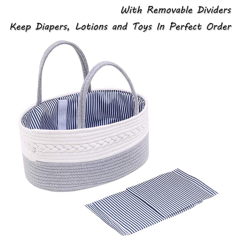 Little Story - Cotton Rope Diaper Caddy - Grey